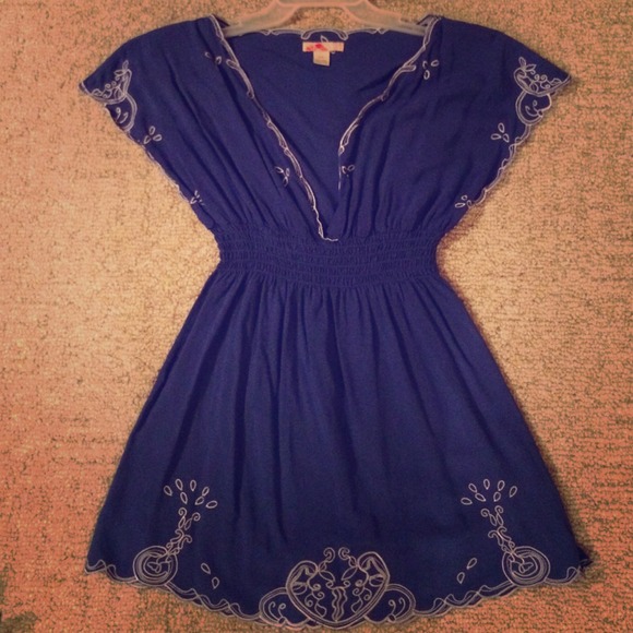Royal blue embroidered tunic