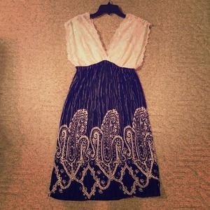 Lace top, sateen bottom dress