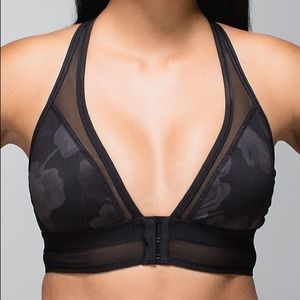 NWOT lululemon seek the heat bra black floral mesh