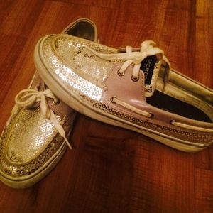 Silver sparkly sperrys