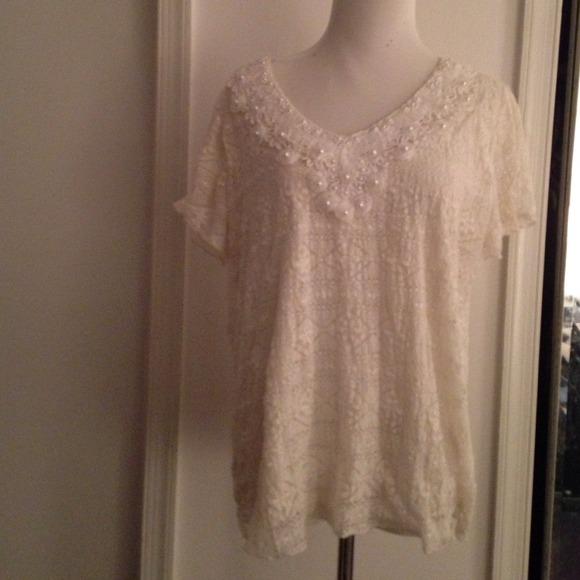 Lace top with bead work.