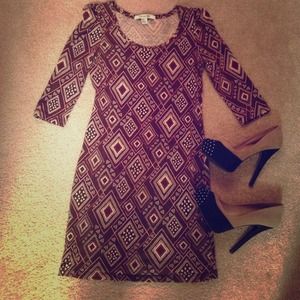 Brown tribal theme stretchy dress.