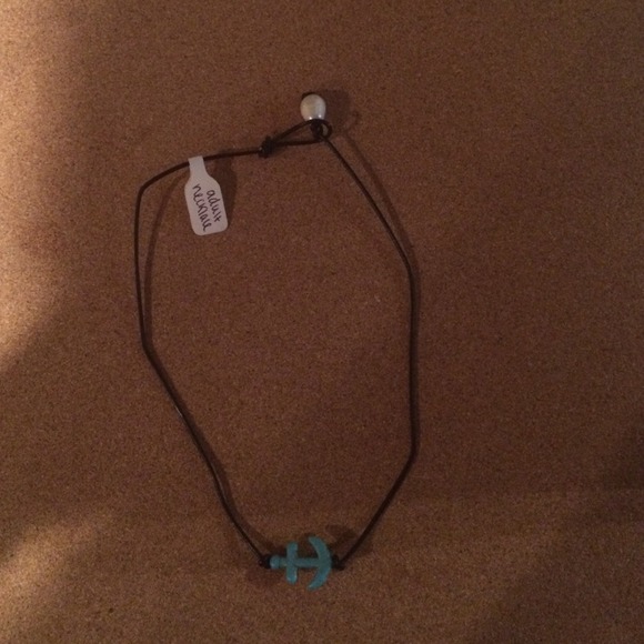 Turquoise Stone Anchor leather necklace