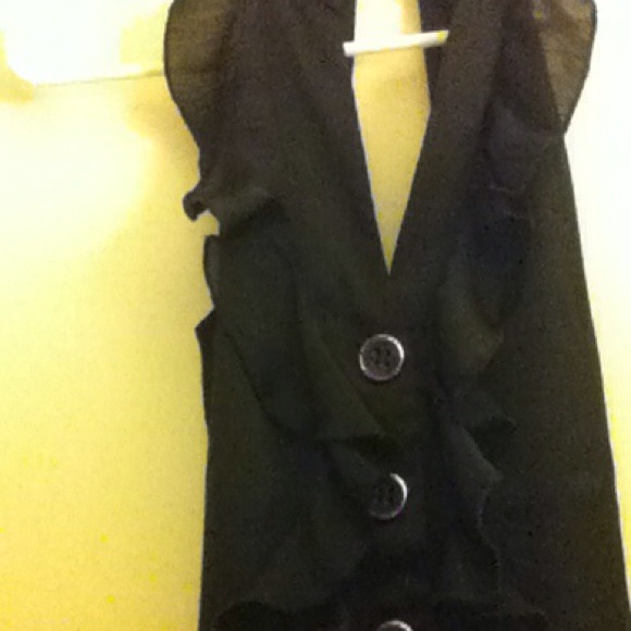 Black, v neck, romper with ruffles