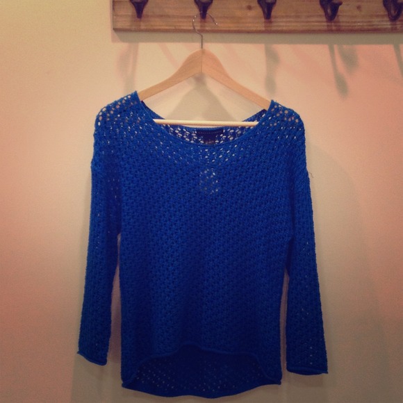 Sweaters - Electric Blue Crochet Top/Sweater