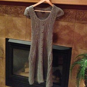 Grey Knit Sweater Dress