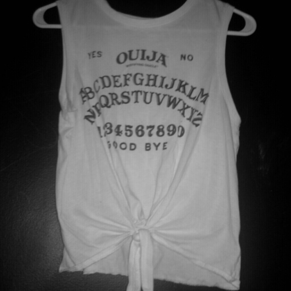 Black and white ouija board tied top