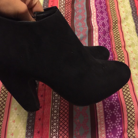 Black faux suede booties