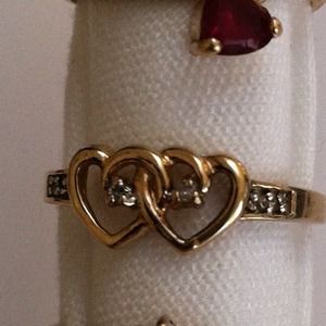 Sold 10k yellow gold diamond heart ring