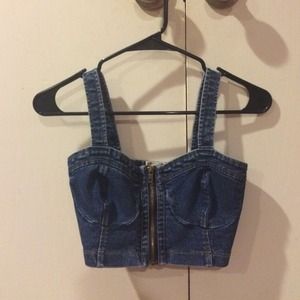 Pacsun front zip denim crop top