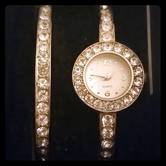 Silver Studed Watch with Matching Bracelet