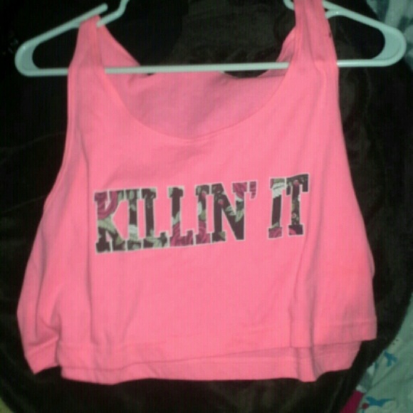 Killin it neon pink crop top