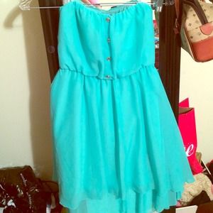 Turquoise strapless dress