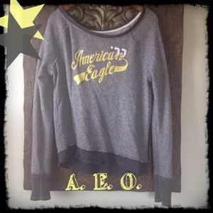 wide neck off the shoulder sweat shirt AEO