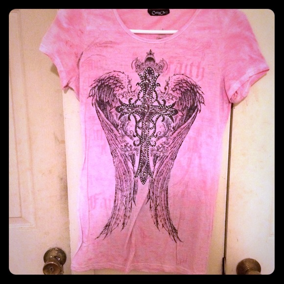 pink wing embellished shirt