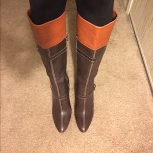 NWT!! Cole Haan Two-Tone Knee High Leather Boots