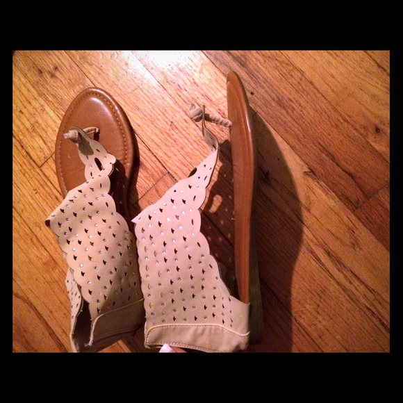Tan embellished sandals