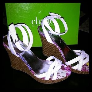Great white and cork wedge sandals!