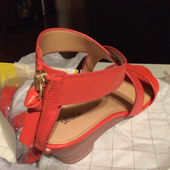 SOLD Kate Spade Sz 10 Sunset color leather wedge
