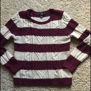Forever 21 Chunky Cable Knit Striped Sweater