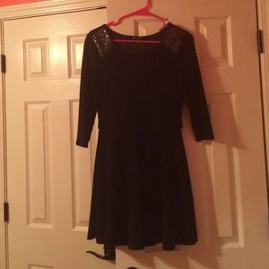 Black 3/4 Sleeve Dress w Embellished Shoulders