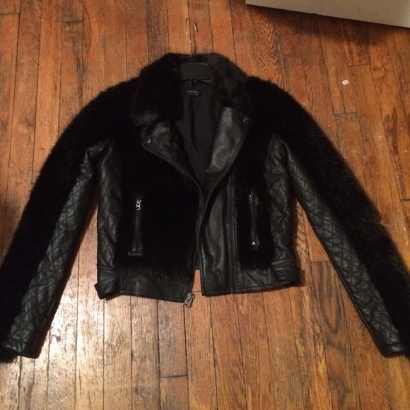 Price drop! TopShop Faux fur & leather Moto Jacket