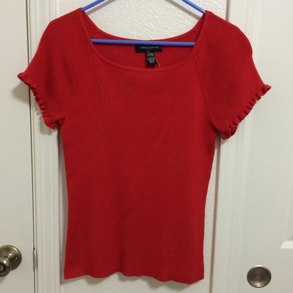 NWT Red Shirt With Ruffled Sleeve