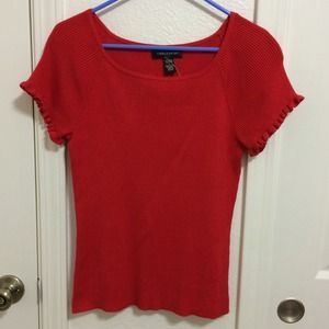 NWT Red Shirt With Ruffled Sleeve