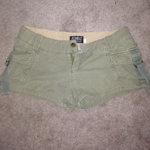 Army green denim shorts