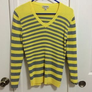 Yellow/Gray Striped Classic Sweater