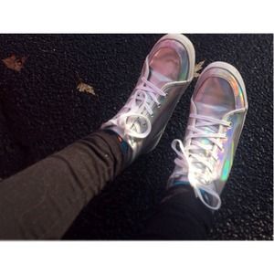 holographic high top sneakers