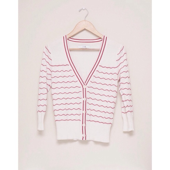 Cream & Red-Striped Sweater