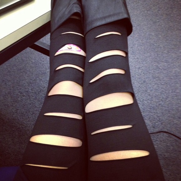 Black Slit Leggings