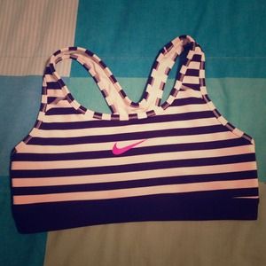 Black and White Striped Nike Sports Bra