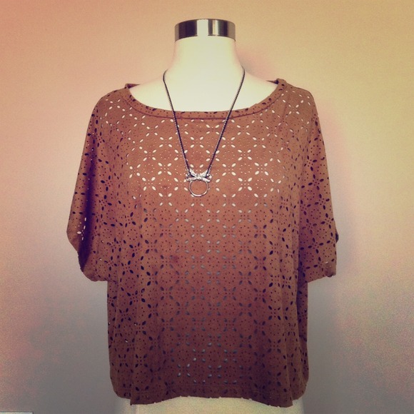 Faux Suede Laser Cut Crop Top