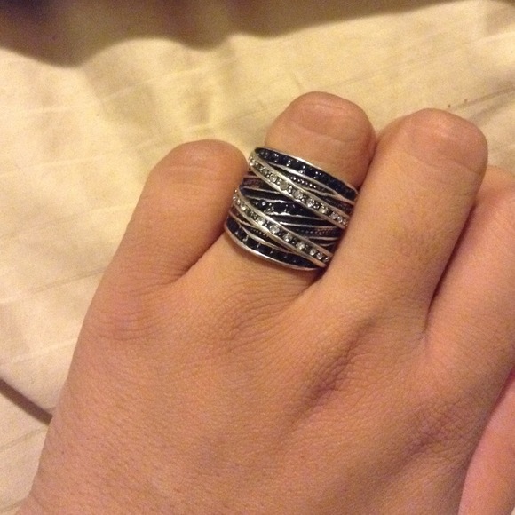 black and silver ring
