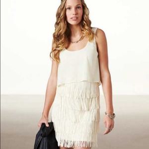 American Eagle Fringe Tiered Dress