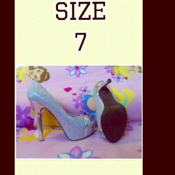 Silver high heels size 7