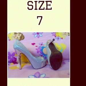 Silver high heels size 7