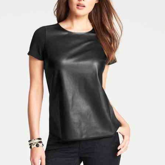 Ann Taylor faux leather front shirt