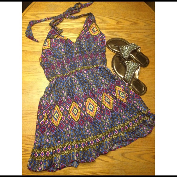 Never Worn Beautiful Tribal Print Halter Dress