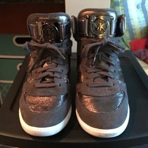Michael kors bronze high top wedge sneakers