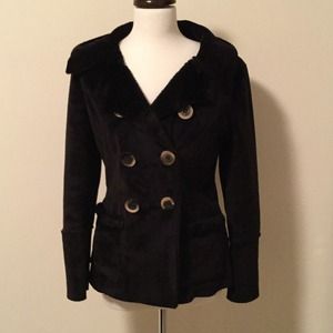 black faux shearling double breasted jacket black faux shearling double breasted jacket