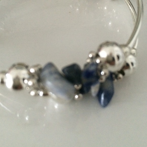 SODALITE AND SILVER STRETCH BRACELET - Picture 3 of 3