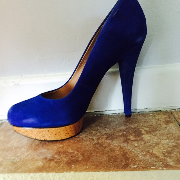 Royal blue suede heels