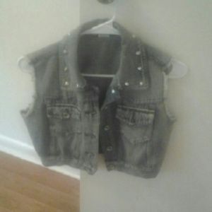 Faded blue jean half jacket