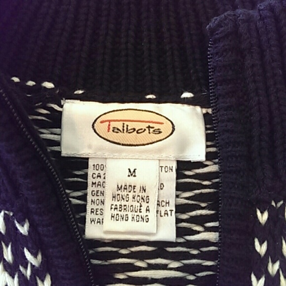 Talbots Black and White Zippered Cardigan M - Picture 3 of 4