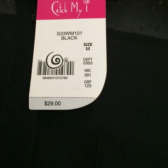 NWT black button down with lace detailing - Picture 2 of 3