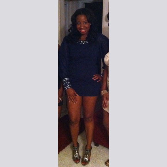 Navy Dress with Embellishments
