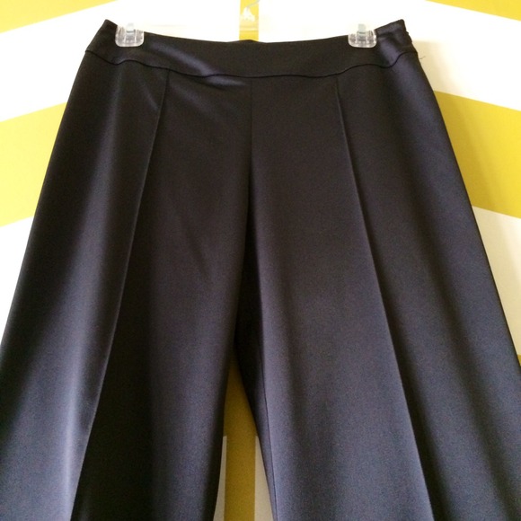 Black Satin Wide Leg Tuxedo Pants